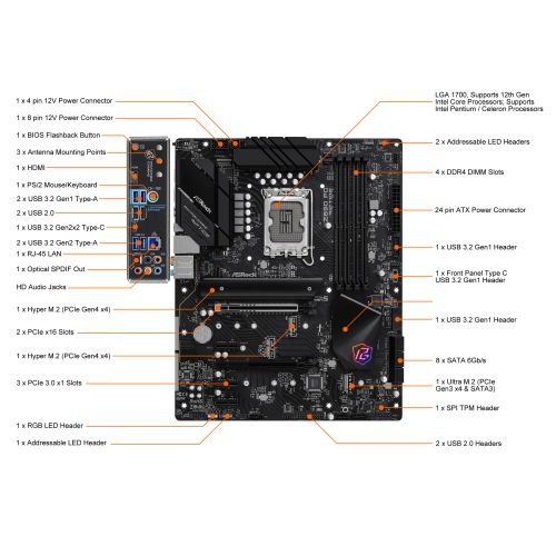 ASRock Z690 PG RIPTIDE, DDR4, Triple M.2, PCIe 5.0, USB 3.2, USB Type-C ...